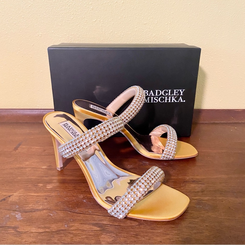 Badgley Mischka Sade Jeweled Double-Band Stiletto Gold 10